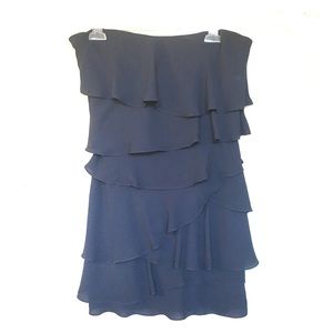 BCBGMaxazria Navy Ruffled Strapless Dress
